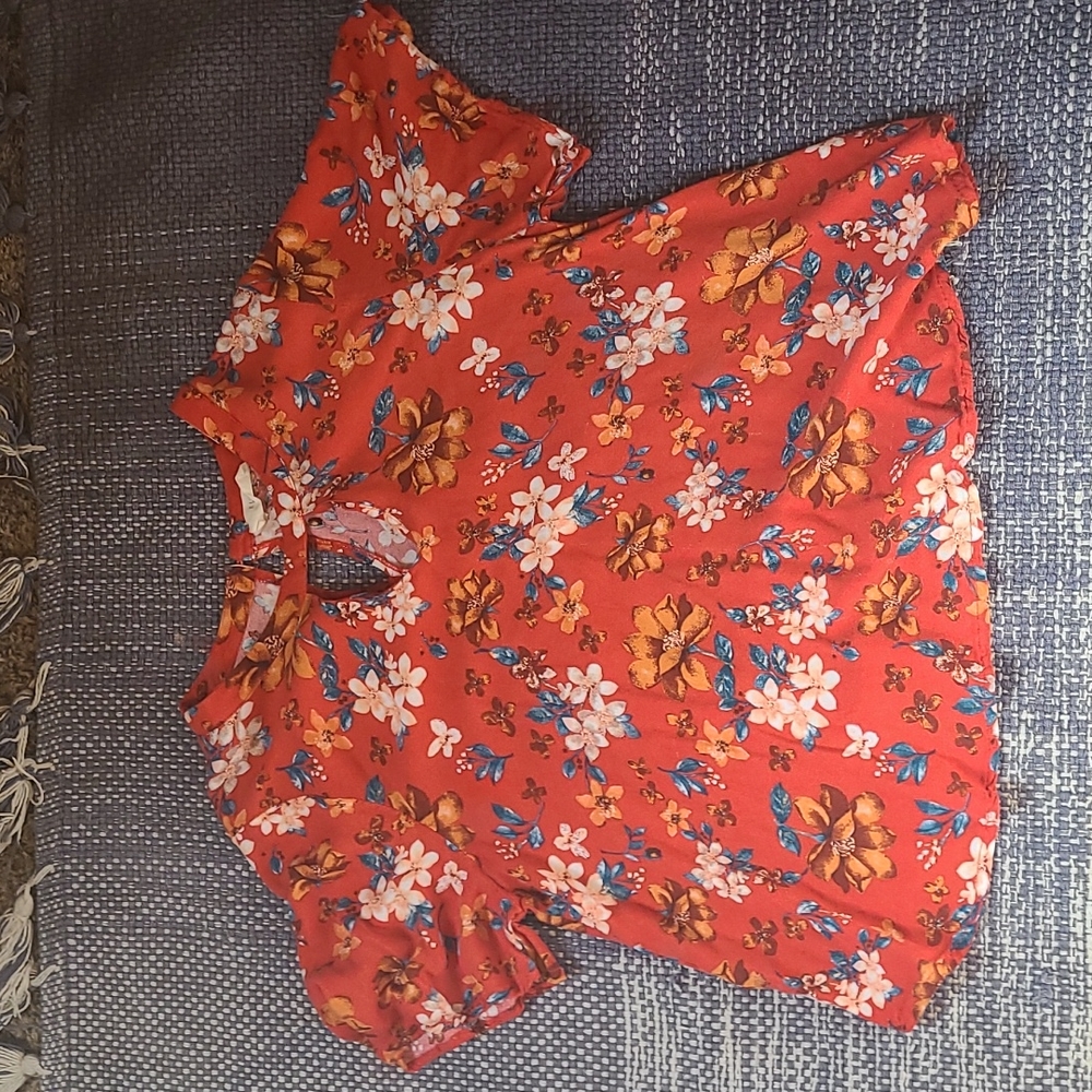 Red Floral Blouse